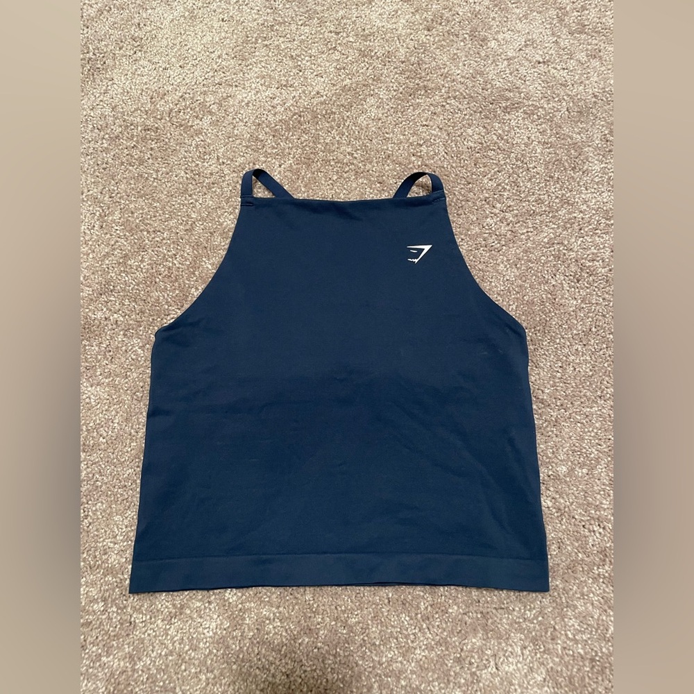 Women’s Gymshark Everyday Seamless High Neck Tank Sports Bra with Shelf 
Navy
L
